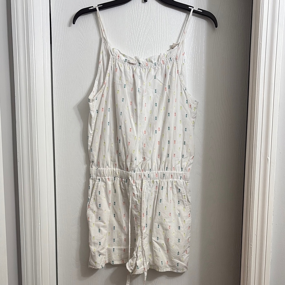 Loft White Romper with Colorful Print